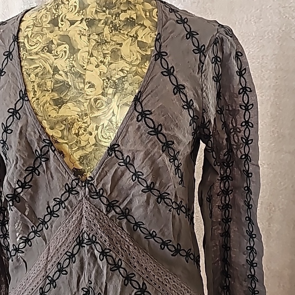 NWOT VINTAGE Free People Black Open Back Maxi Dress Boho Evening Size Large - Picture 6 of 14